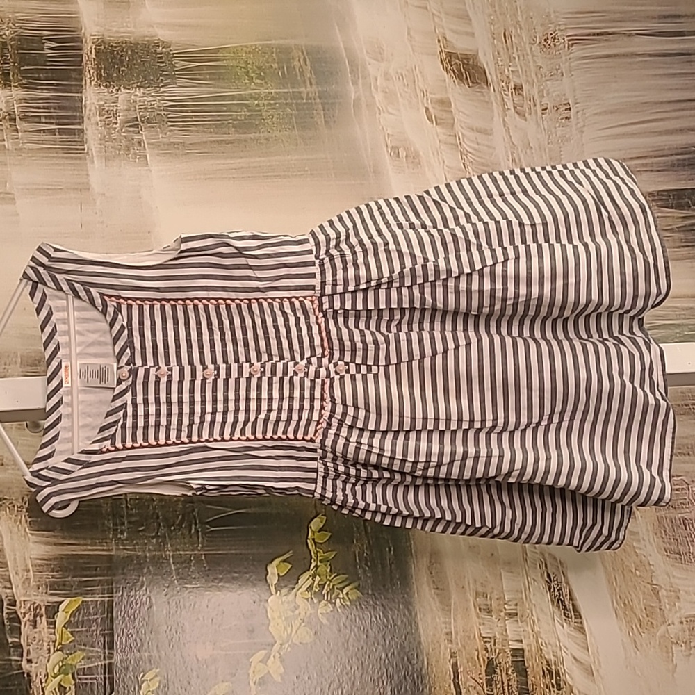 Gymboree Girls 8 gray pink striped flowy casual summer sun dress